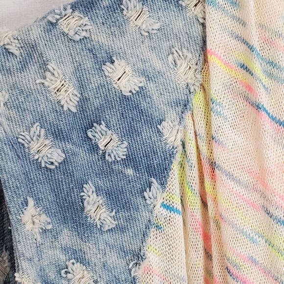 Very J Cardigan Vest Top Chambray Heather Neon Tie Large NWT - Picture 5 of 9